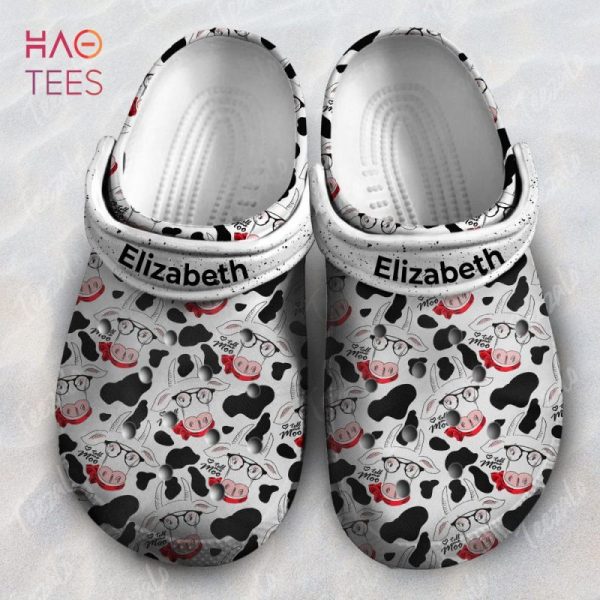 Cow Pattern Tell Me Moo Personalized Clogs Shoes