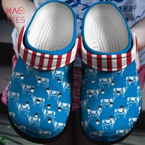 Cow With American Flag Clogs Shoes