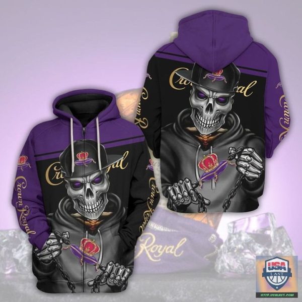 Crown Royal Skull Snapback 3D All Over Print Hoodie T-Shirt