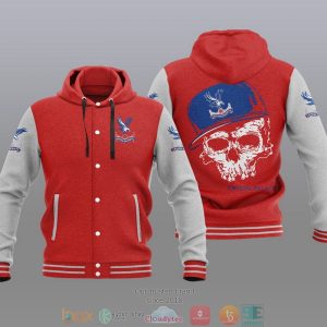 Crystal Palace Fc Skull Baseball Hoodie Jacket