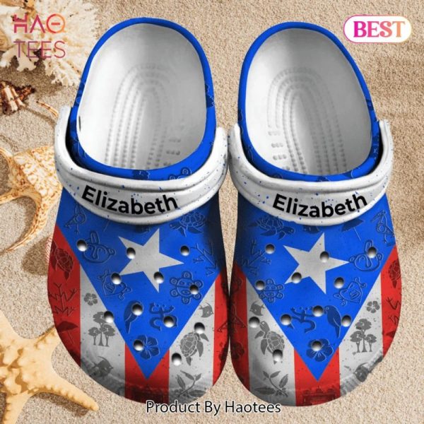 Custom Name Puerto Rico Flag Clogs Shoes Exclusive