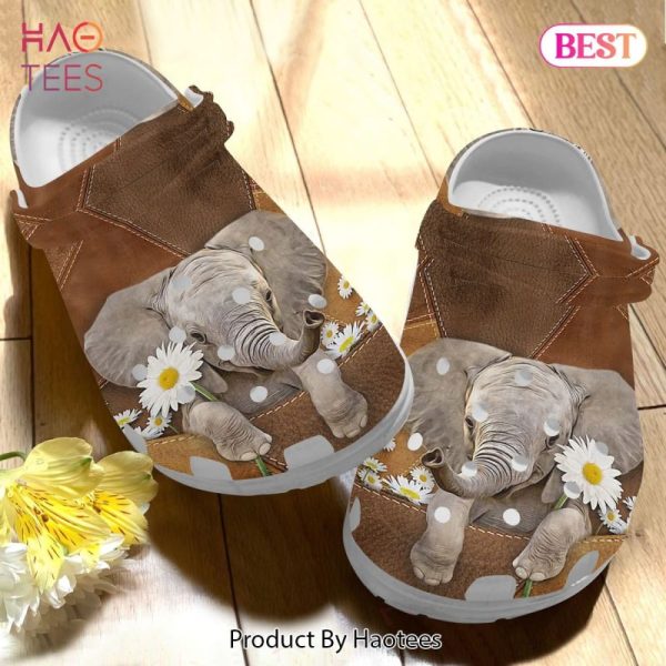 Cute Elephant With Daisy Shoes – Lovely Elephant Crocbland Clog Birthday Gift For Boy Girl Son Daughter