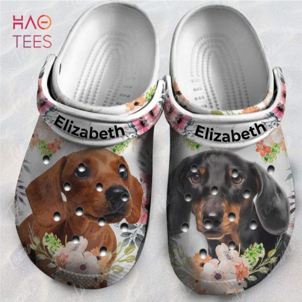 Dachshund Personalized Clogs Shoes For Women With Flower Pattern