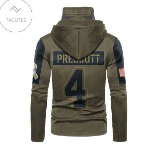 Dallas Cowboys Number 4 Dak Prescott Mask Hoodie