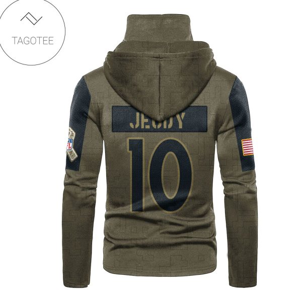 Denver Broncos Number 10 Jerry Jeudy Mask Hoodie