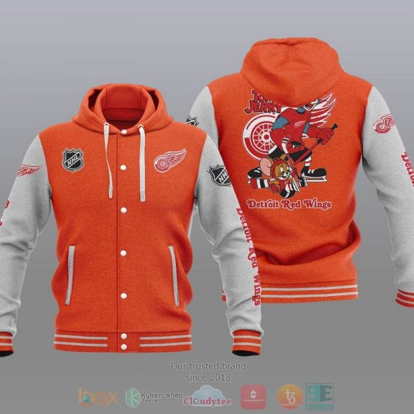 Detroit Red Wings Nhl Tom And Jerry Baseball Hoodie Jacket