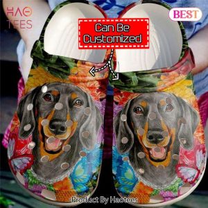 Dog Crocs – Dachshund Butterfly Colorful Clog Shoes For Men And Women