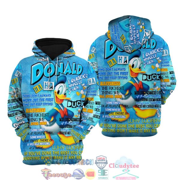 Donald Duck Punk Words Pattern Disney Quotes Hoodie 3D