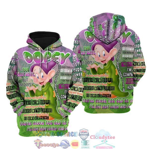 Dopey Dwarf Punk Words Pattern Disney Quotes Hoodie 3D