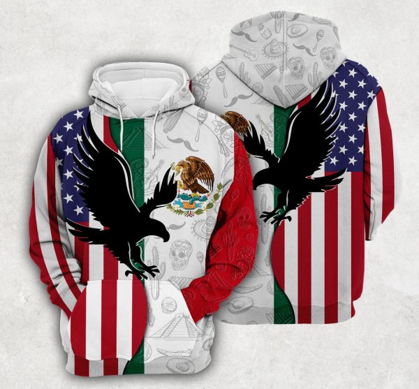 Eagle Mexico Flag And Symbols Dual Citizen 3D Hoodie