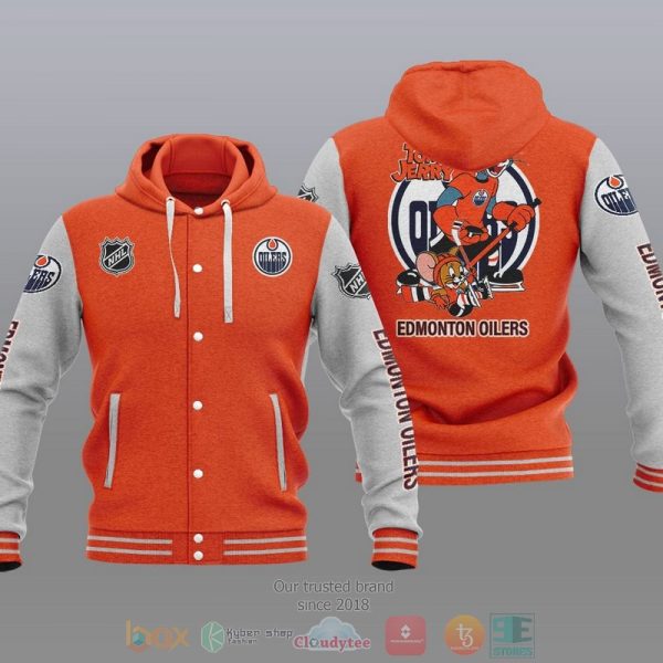 Edmonton Oilers Nhl Tom And Jerry Baseball Hoodie Jacket