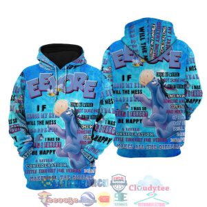 Eeyore Punk Words Pattern Disney Quotes Hoodie 3D