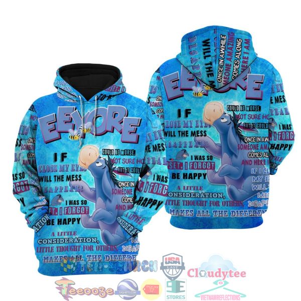 Eeyore Punk Words Pattern Disney Quotes Hoodie 3D