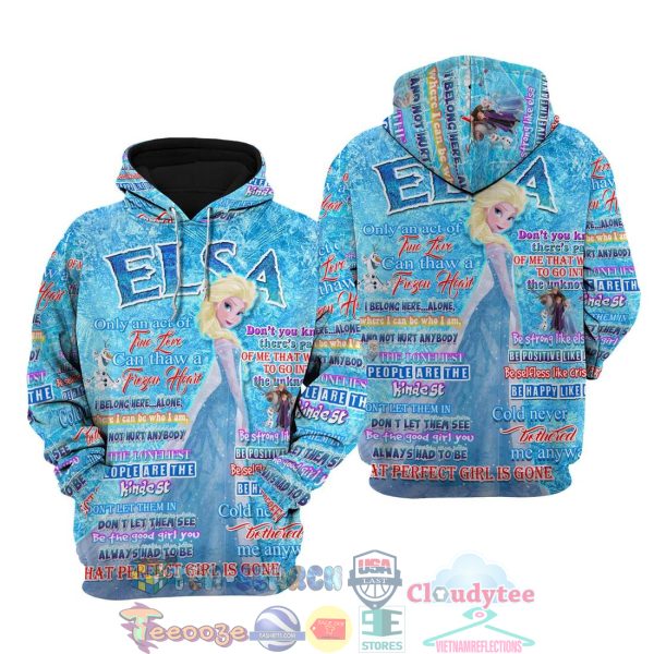 Elsa Frozen Punk Words Pattern Disney Quotes Hoodie 3D