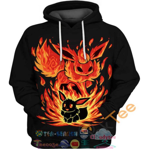 Evee And Flareon Pokemon Hoodie 3D