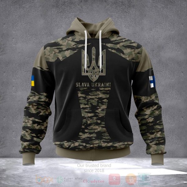 Finland Stand With Ukraine Slava Ukraini Camo Finnish Support Ukraine Merch 3D Hoodie