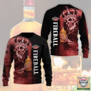 Fireball King Skull 3D All Over Print Hoodie T-Shirt