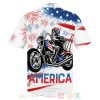 Flag Skeleton Motorcycle Us Independence Day 3D Hoodie