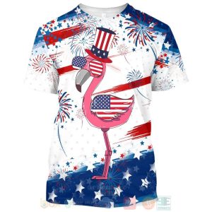 Flamingo American Flag 3D Hoodie