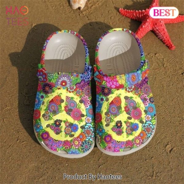 Frog Hippie Floral Sign 5 Gift For Lover Rubber clog Shoes Comfy Footwear Exclusive