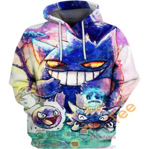 Gengar Ghost Type Pokemon Hoodie 3D