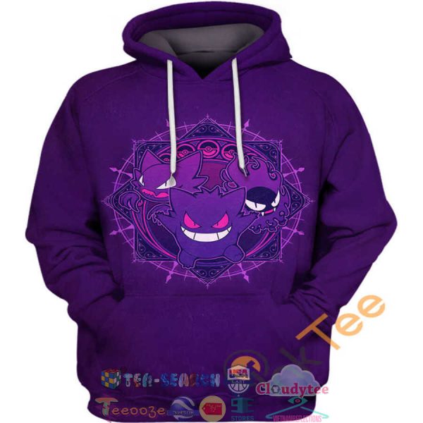 Ghost Type Gengar Pokemon Hoodie 3D