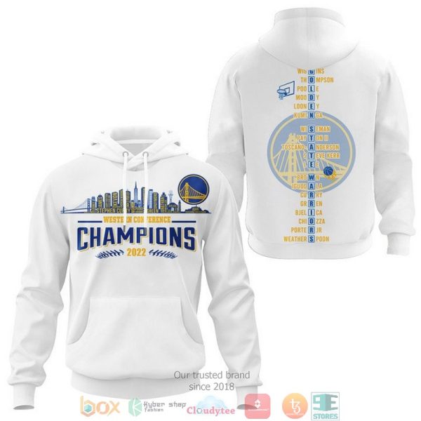 Golden State Warriors Players Name Western Conference Champions 2022 White 3D Shirt