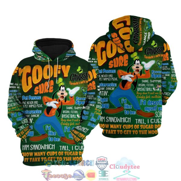 Goofy Dog Punk Words Pattern Disney Quotes Hoodie 3D