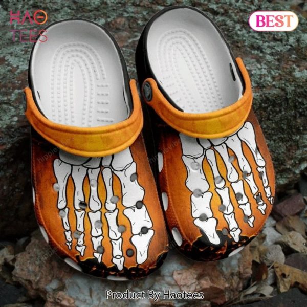 Halloween Skeleton Foot For Men And Women Gift For Fan Classic Water Rubber Crocs Clog Shoes Comfy Footwear