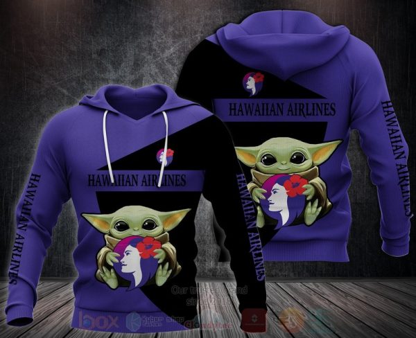 Hawaiian Airlines Baby Yoda 3D Hoodie