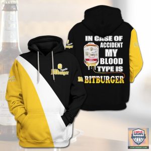 In Case Of Accident My Blood Type Is Bitburger 3D Hoodie