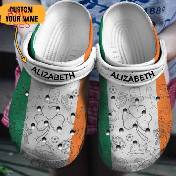 Ireland Flag Personalized Clogs Shoes With Your Name