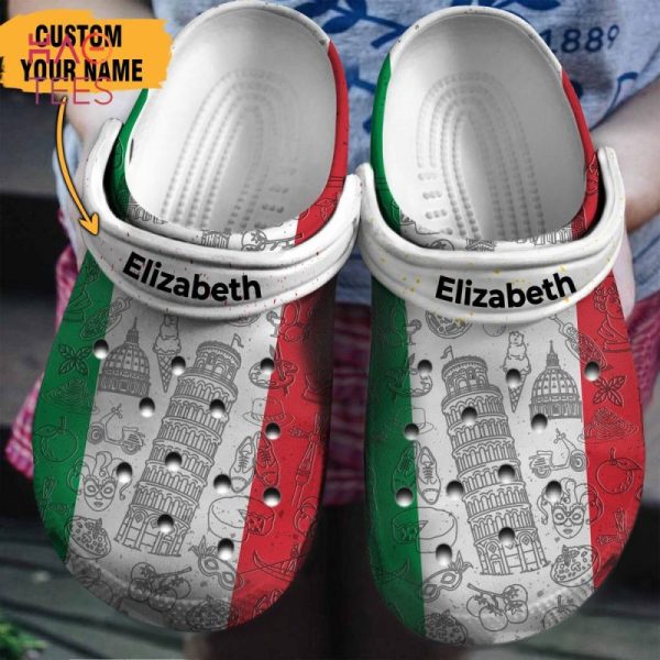 Italia Flag Personalized Clogs Shoes With Your Name