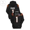 Ja’Marr Chase No 1 Cincinnati Bengals Black Hoodie