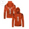 Ja’Marr Chase No 1 Cincinnati Bengals Orange Mask Hoodie