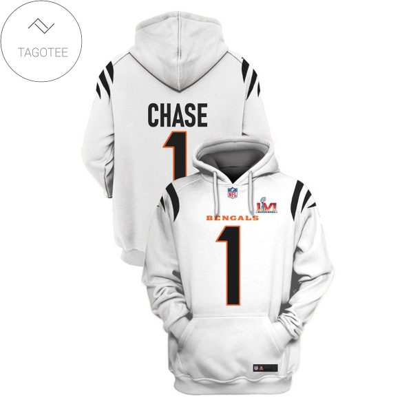 Ja’Marr Chase No 1 Cincinnati Bengals White Hoodie