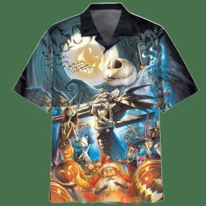 Jack Skelington And Sally Santa Halloween Night 3D Shirt