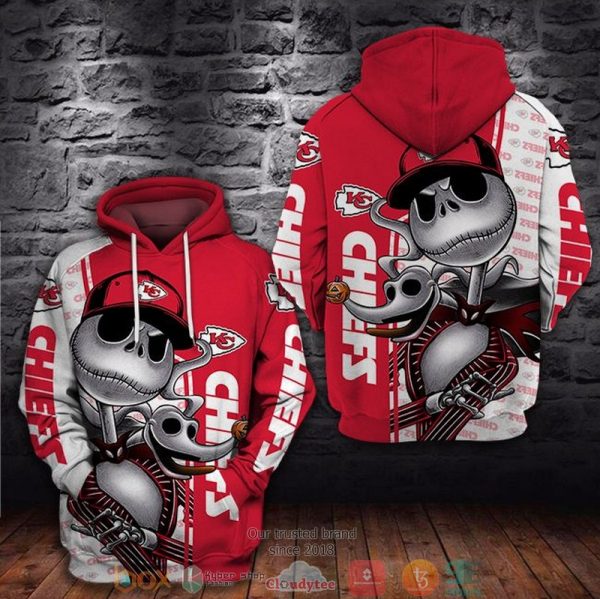 Jack Skellington Nfl Kansas City Chiefs Logo 3D Hoodie