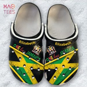 Jamaica Flag Coat of Arms Custom Your Name Clog Shoes