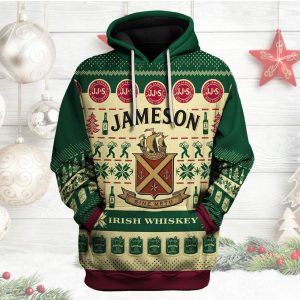 Jameson Irish Whiskey Christmas Tree Green 3D Hoodie