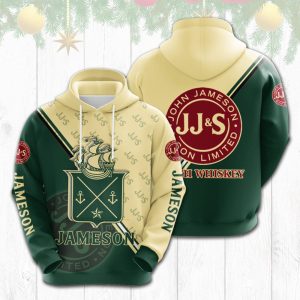 Jameson Irish Whiskey Green Khaki Color 3D Hoodie