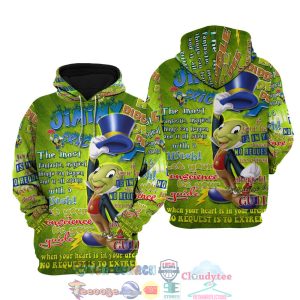 Jiminy Cricket Words Pattern Disney Quotes Hoodie 3D