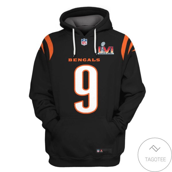 Joe Burrow No 9 Cincinnati Bengals Black Hoodie