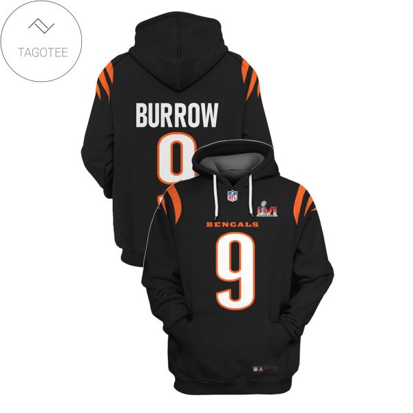 Joe Burrow No 9 Cincinnati Bengals Black Hoodie