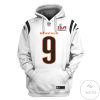 Joe Burrow No 9 Cincinnati Bengals White Hoodie