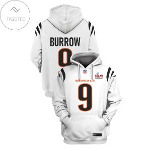 Joe Burrow No 9 Cincinnati Bengals White Hoodie