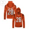 Joe Mixon Mo 28 Cincinnati Bengals Orange Mask Hoodie