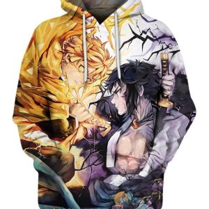 Kaigaku X Zenitsu Demon Slayer 3D Hoodie