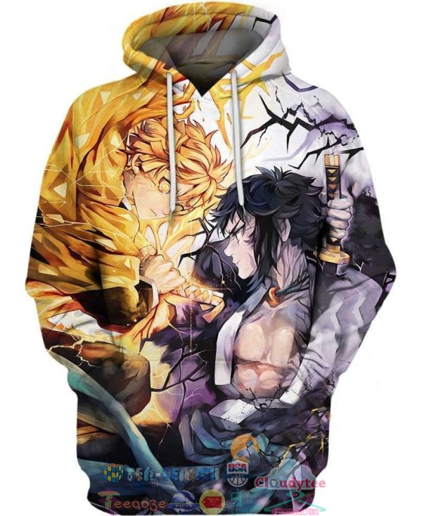 Kaigaku X Zenitsu Demon Slayer 3D Hoodie