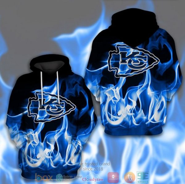 Kansas City Chiefs Nfl Logo Black Blue 3D Hoodie